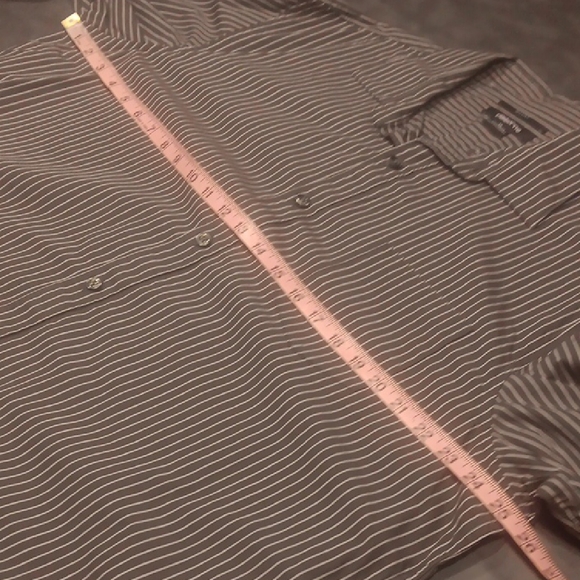 Claiborne Men's Dark Pinstripe Button Down Shirt - Picture 7 of 10